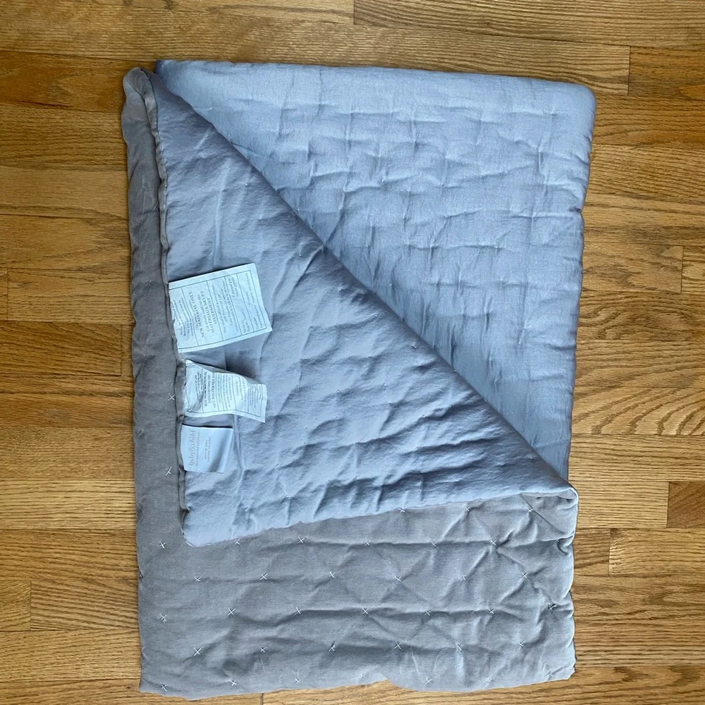 Restoration Hardware Hand Cross Stitch Velvet Toddler Quilt Gray Baby & Child